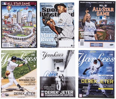 Lot Of (6) Derek Jeter & Mariano Rivera Signed Yankees Magazines & Programs (Steiner & MLB Authenticated)